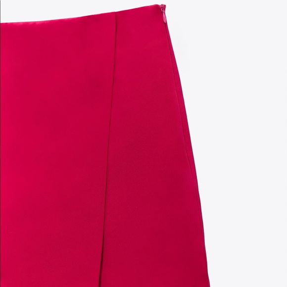 Zara SATIN EFFECT High-waist Wrap Skort Pink S New - Picture 10 of 10